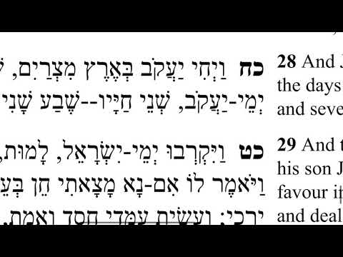 Genesis 47:28-30 (Vayechi) in Hebrew