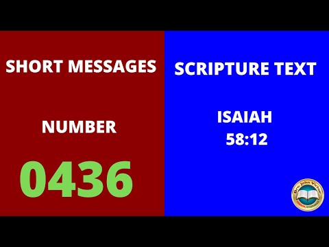 SHORT MESSAGE (0436) ON ISAIAH 58:12