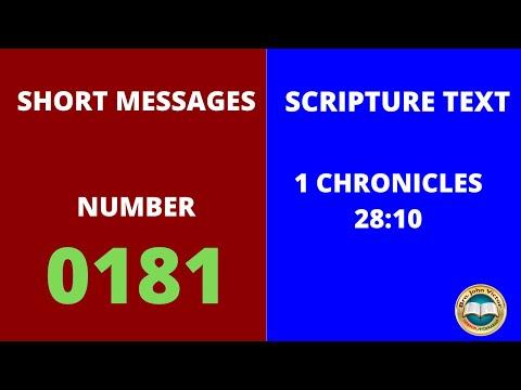 SHORT MESSAGE (0181) ON 1 CHRONICLES 28:10