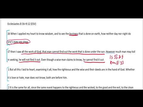 SS Lesson 10 - Ecclesiastes 8:16 - 9:12
