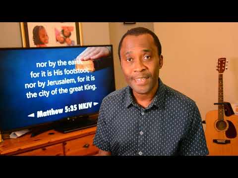 ◄ Matthew 5:35 ► nor by the earth, for it is His footstool; nor by Jerusalem for it is the city of..