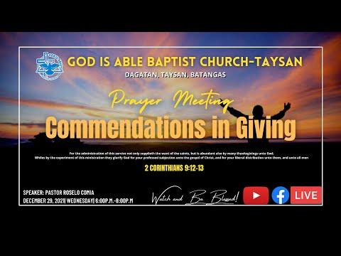 PRAYER MEETING - Commendations in Giving (2 Corinthians 9:12-13)