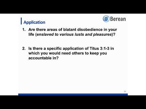 Berean Community Church: Wednesday Night Bible Study | Titus 3:1-3