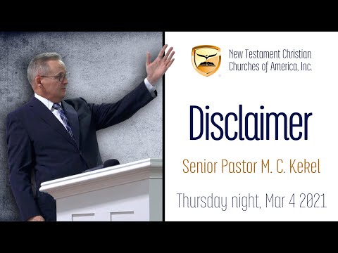 Disclaimer — Ezekiel 33:2-4 — Senior Pastor Michael Kekel