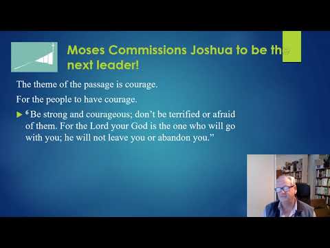 Deuteronomy 31: 1- 15,, Reading 32, "Moses commissions Joshua to be the next leader of Israel."