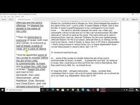 "Thank the Lord"  1 Chronicles 16:1-43