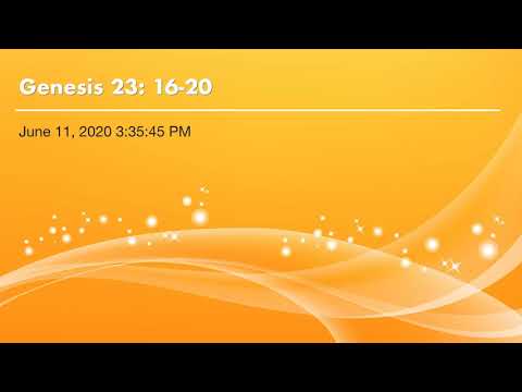 Genesis 23: 16-20