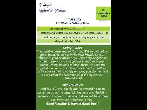 Today's Prayer 03 November 2020 (Gospel of Luke 14: 15-24)