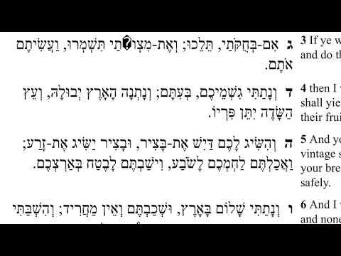 Leviticus 26:3-5 (Bechukotai) in Hebrew