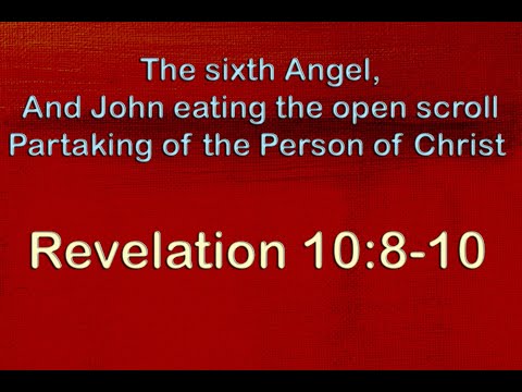 Revelation 10:8-10. John eating the open scroll.