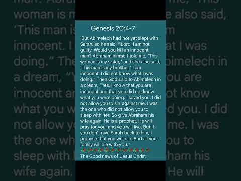 Genesis 20:4-7 || But if you don’t give Sarah back to him, I promise that you will die || 08.08.2022