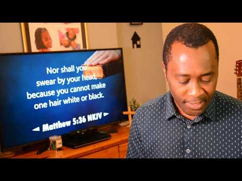 ◄ Matthew 5:36 ► Nor shall you swear by your head, because you cannot make one hair white or black.