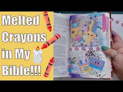 How to Use Melted Crayons in Your Bible - Bible Journaling Hebrews 13:8 with Justine