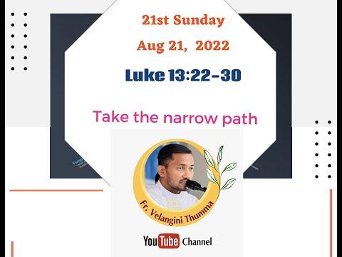 21st Sunday Reflection Luke 13:22-30 "Strive through the narrow gate" Catholic Sunday Reflection