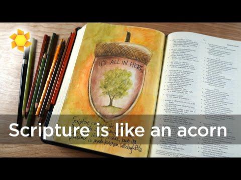 Bible Journaling Psalm 119:18: Scripture is like an Acorn