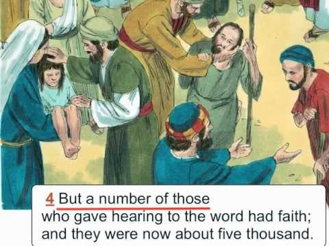 Peter and John Heal a Beggar (Acts 3:1-16, 4:1-4)