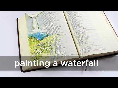 Bible Journaling: Waterfall of God's abundance Psalm 65:9-13