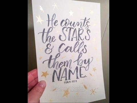 Hand Lettered Bible Verse Psalm 147:4