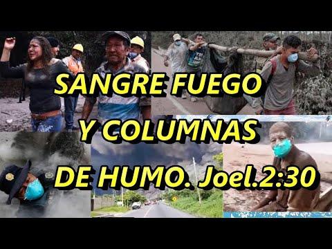 Volcan Guatemala columnas de humo Joel.2:30 profecía 2018