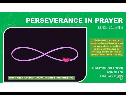 SUNDAY SCHOOL LESSON, FEBRUARY 23, 2020, Perseverance in Prayer, LUKE 11: 5-13
