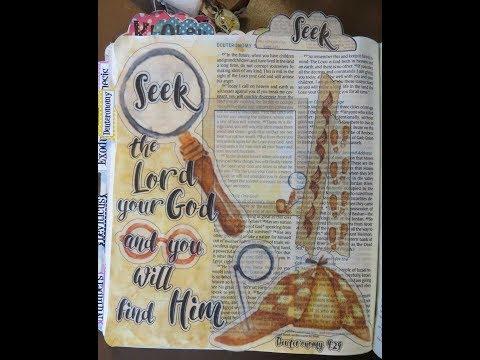 Technique Thursday #80:  Deuteronomy 4:29 "Seek"  Bible Journaling Page