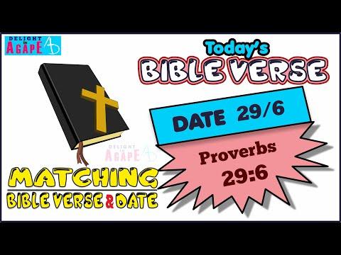 Daily Bible verse | Matching Bible Verse - today's Date | 29/6 | Proverbs 29:6 | Bible Verse Today