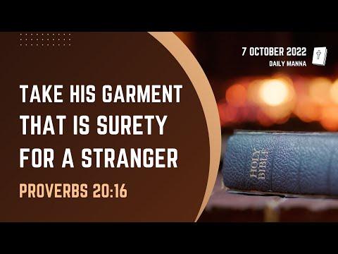 Proverbs 20:16 | Take His Garment That Is Surety For A Stranger | Daily Manna