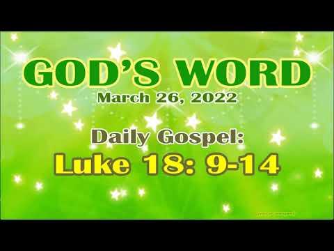 Daily Bible Verse March 26, 2022 Luke 18: 9-14 God's Word  Bible Reading