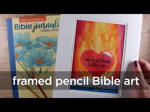 Framed Colored Pencil Bible Art Luke 24:32