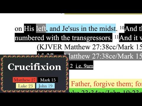 696. Transgressors on Either Side. Third Hour? Matt. 27:38, Mk 15:27, 28, & 25, Lk 23:33, John 19:18