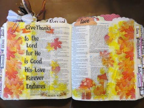 Technique Thursday #82 1Chronicles 16:34  "Give Thanks" Bible Journaling Page