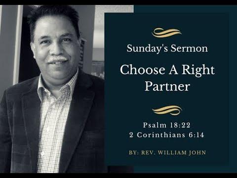 Sunday's Sermon - Choose A Right Partner (Proverbs 18:22 & 2 Corinthians 6:14)
