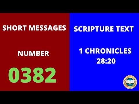 SHORT MESSAGE (0382) ON 1 CHRONICLES 28:20
