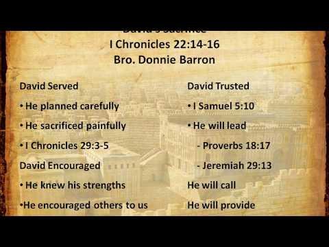 David's Sacrifice: I Chronicles 22:14-16