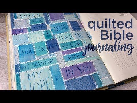 Bible Journaling Psalm 25:5: Quilted Bible Journaling (watercolor pencils)