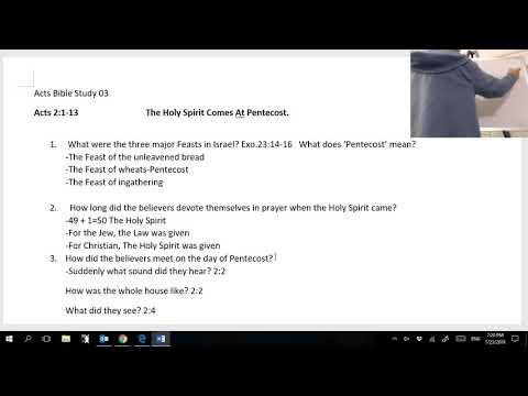 Boksoon Kim Bible Study Acts 2:1-13 The Holy Spirit Comes At Pentecost