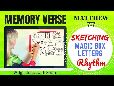 How to teach a MEMORY Verse (Matthew 7:7) by SKETCHING, MAGIC BOX LETTERS & RHYTHM