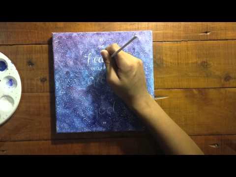 Watercolour Calligraphy Painting - Psalm 19:1 - Nebula Galaxy time lapse