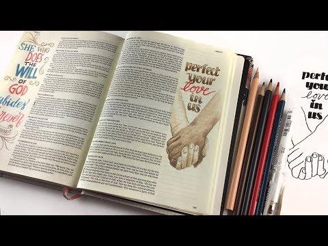 Bible Journaling 1 John 4:12 in The Illustrators Notetaking Bible