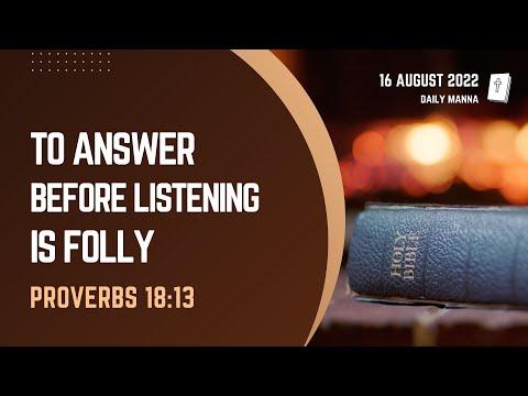 Proverbs 18:13 | To Answer Before Listening Is Folly | Daily Manna