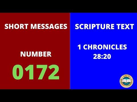 SHORT MESSAGE (0172) ON 1 CHRONICLES 28:20