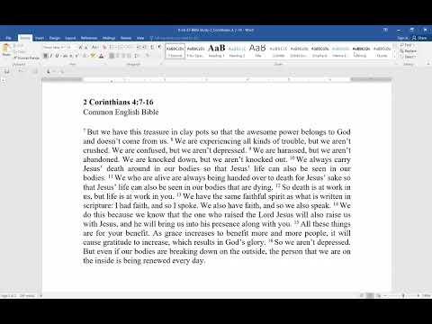 8/24/2022 Zoom Bible Study with Pastor D. Caldwell--2 Corinthians 4:7-16
