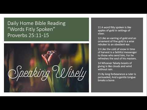 Daily Home Bible Reading: Words Fitly Spoken - Proverbs 25:11-15