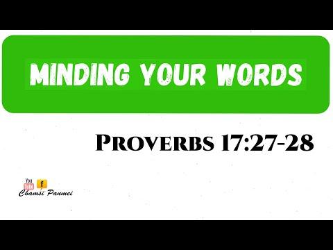 Minding your words (Proverbs 17:27-28).