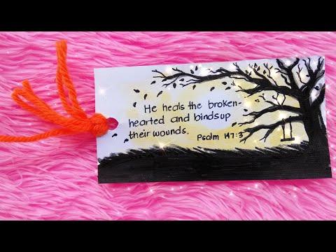 How to draw a tree silhouette and calligraphy | Bible Verses Bookmark | Psalm 147: 3