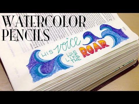 Bible Journaling With Watercolor Pencils: Voice Like a Roar (Revelation 1:15)