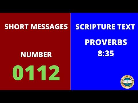SHORT MESSAGE (0112) ON PROVERBS 8:35