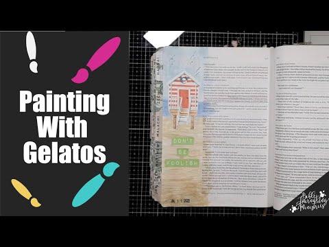 Painting with Gelatos in Your Bible - Bible Journaling Matthew 7:26-27 with Sara