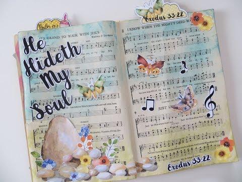 Technqiue Thursday #101: Exodus 33:22 "My Soul" Bible Journal Page in a Hymnal
