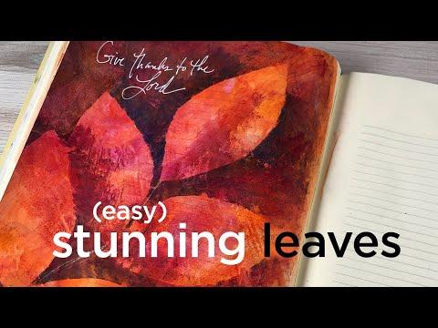 Bible Journaling Easy Stunning Leaves 1 Chronicles 16:34 (PhMartins Hydrus Watercolor)
